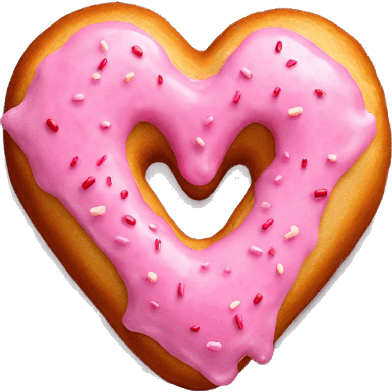 Realistic isolated heart shaped donut with pink frosting. emoji