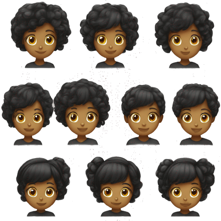 niña de pelo negro corto lacio con flequillo  emoji