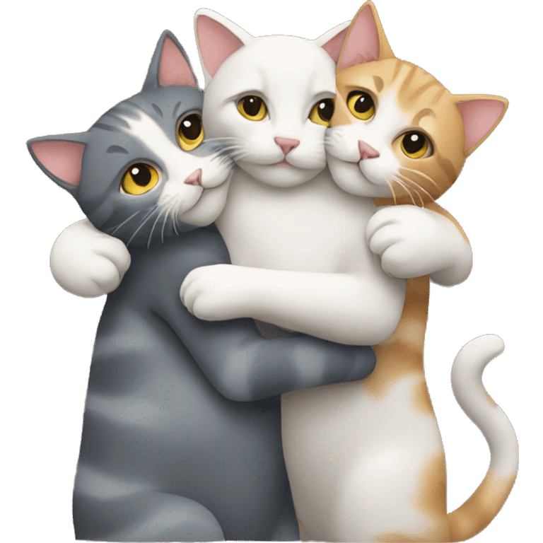 four cats hugging emoji