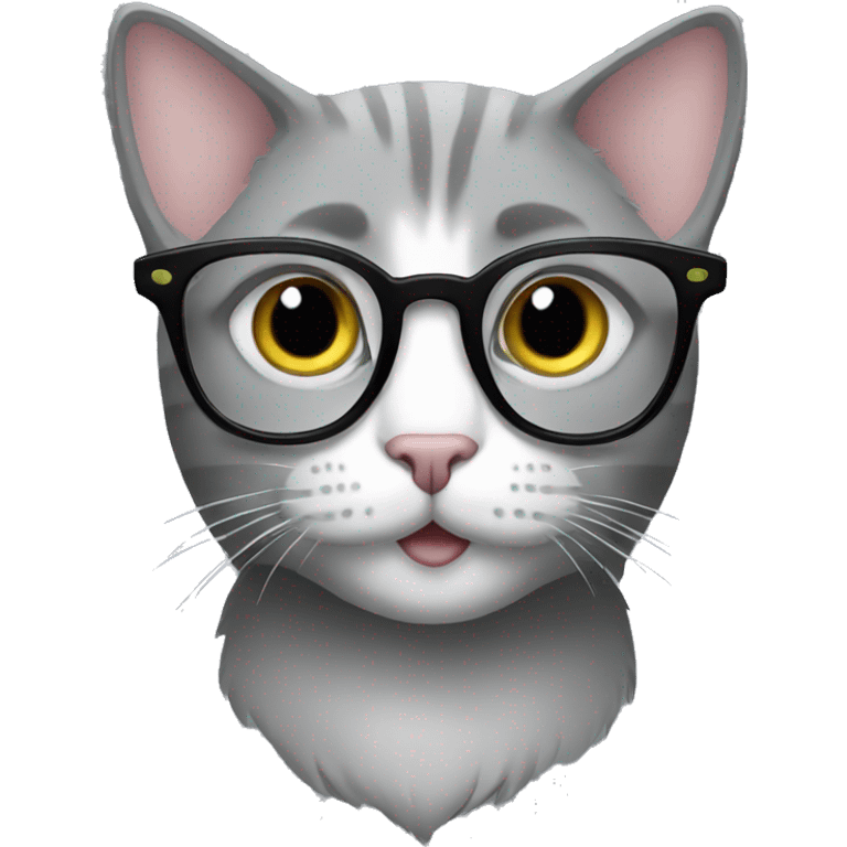 grey cat glasses emoji