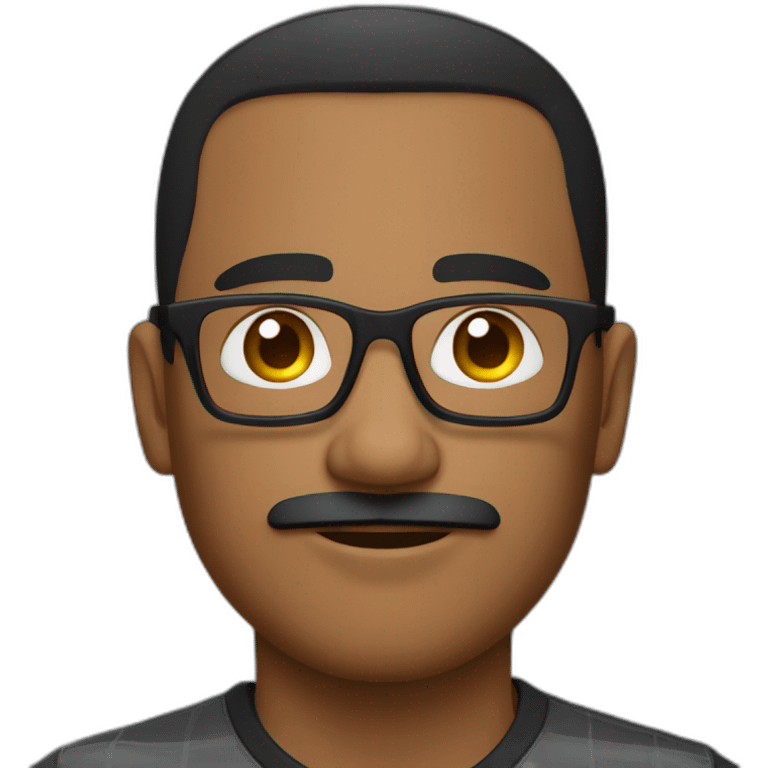 dark skin latino man short hair with glases and moustache with squares shirt emoji