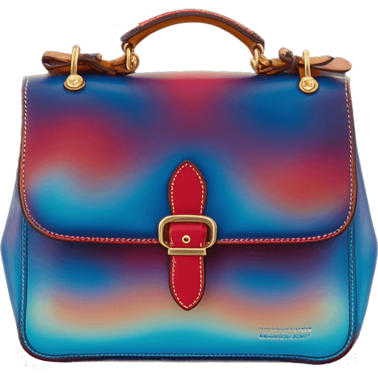 Realistic isolated iridescent red to blue color shift ombre dooney and bourke satchel purse.  emoji