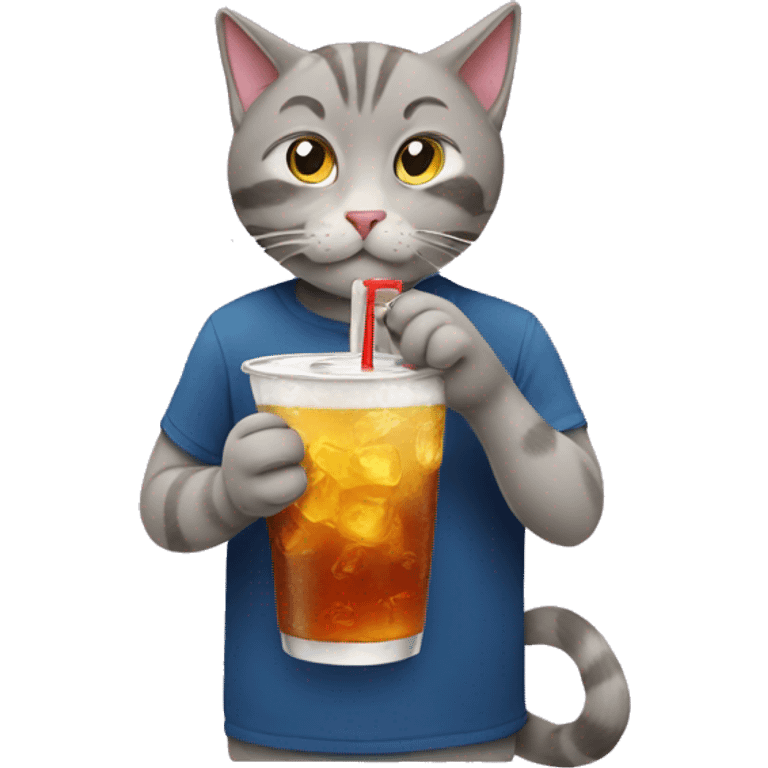 cat drinking soda emoji