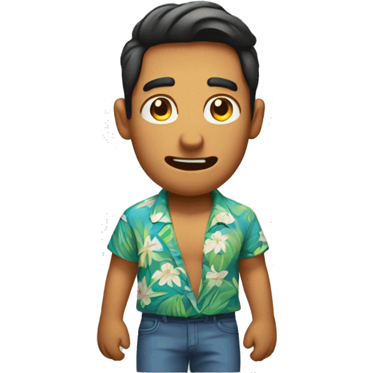 shrugging man wearing Hawaiian shirt emoji