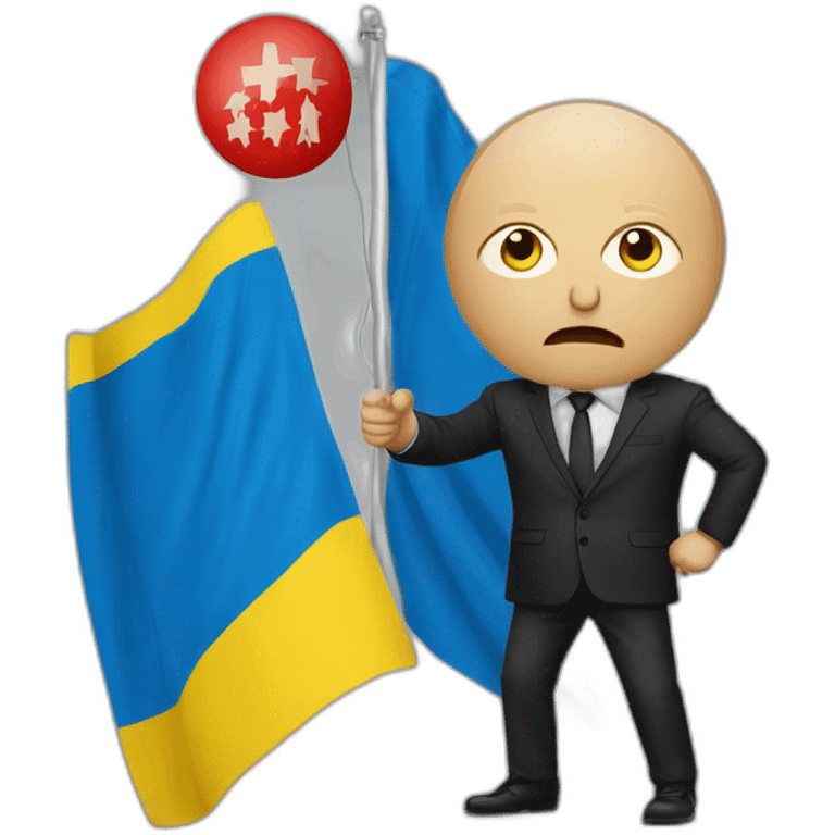 Vladimir poutine being scared by an Ukrainian flag emoji