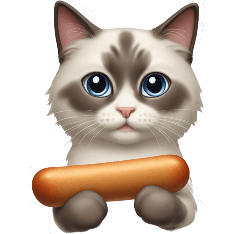 Ragdoll cat hold sausage  emoji