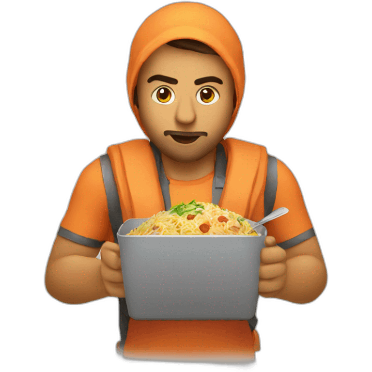 techie coding & eating biryani emoji