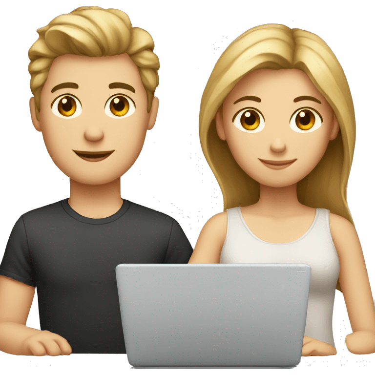 couple in laptop, boy blond hair, girl brown hair emoji