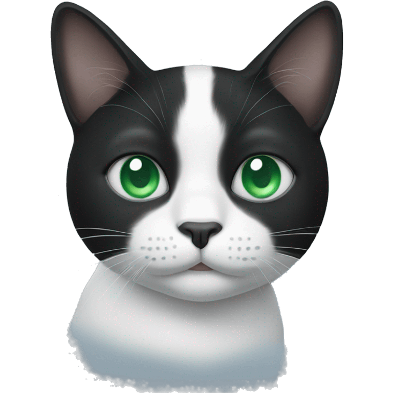 black and white cat with green and blue eyes emoji