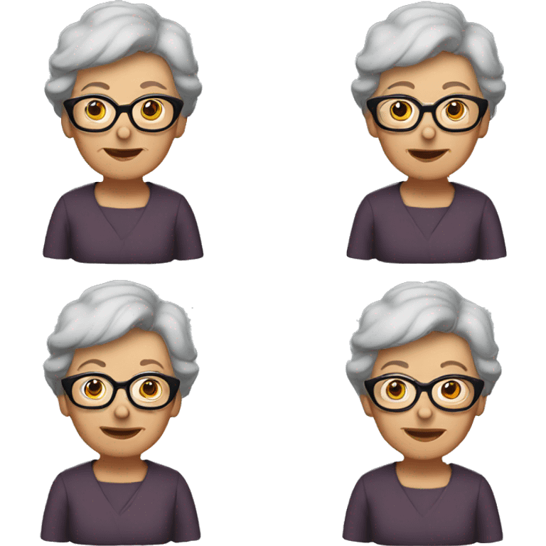 grandma, brown short hair, glasses emoji