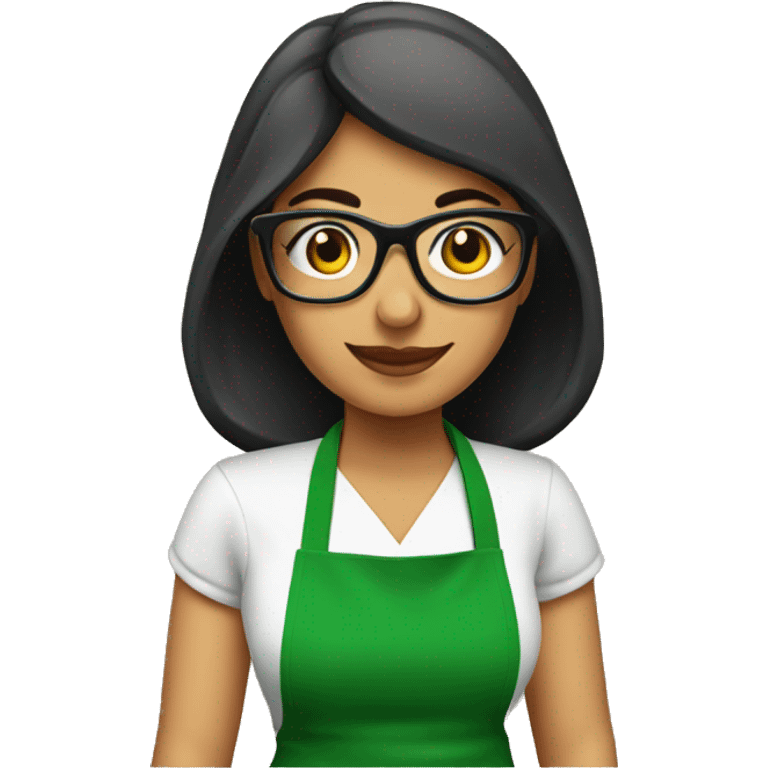 mexican lady green apron  with glasses cooking emoji