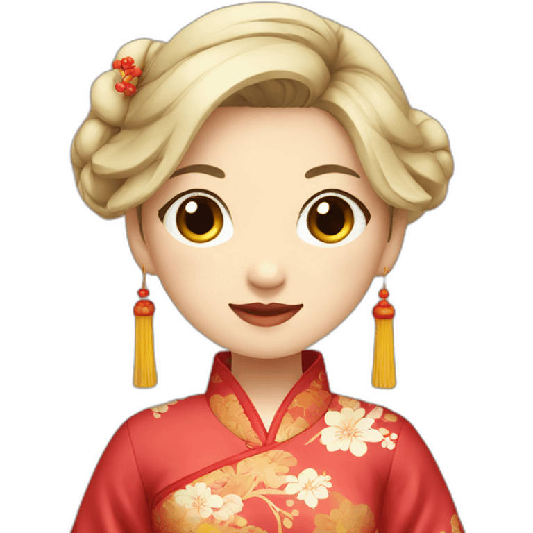 Chinese lady wear Chinese traditional clothes emoji