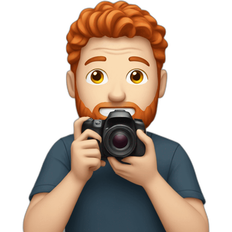 A red-haired man vlogging with a camera emoji