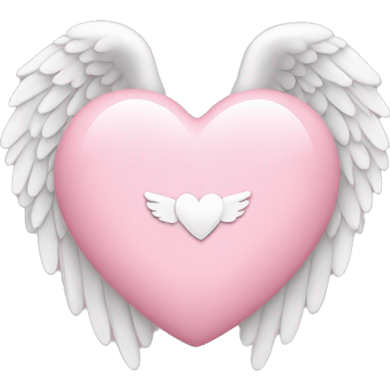 a light pink heart with small angel wings and a halo emoji