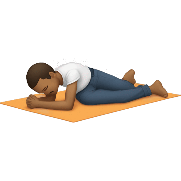 A person doing the Alexander Technique position. It consists of a person laying on the floor with their hands by their side and legs in position. The person laying down should resemble the artist Rex Orange County. emoji