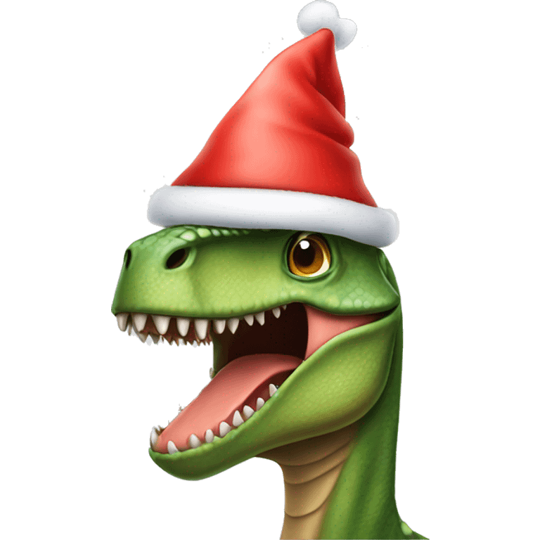 Dinosaur in a Santa hat emoji