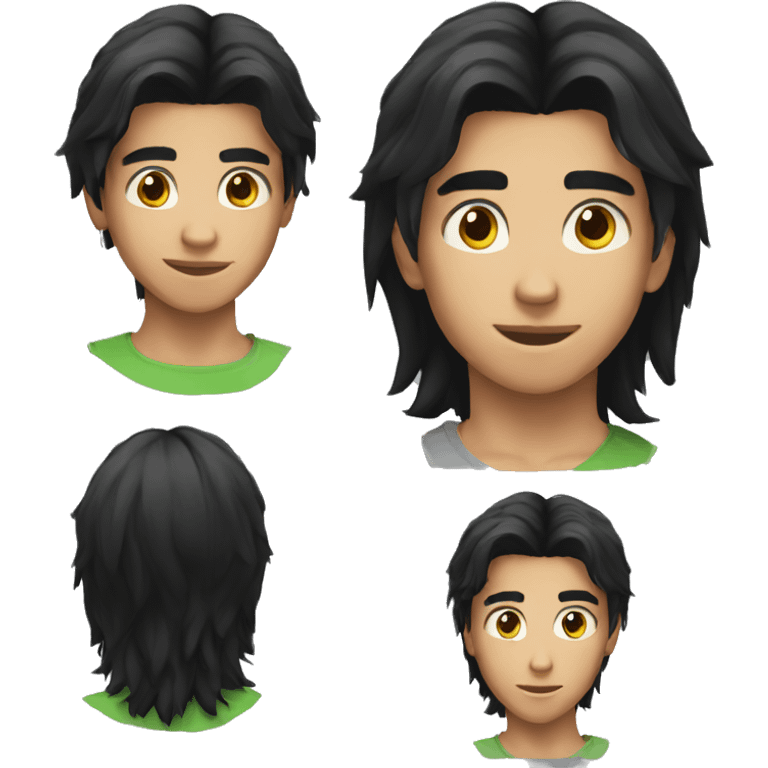 Long black hair teenager boy emoji