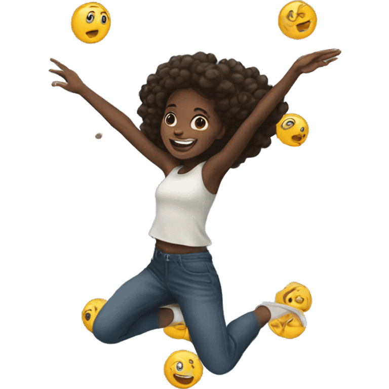 black girl jumping in the air emoji