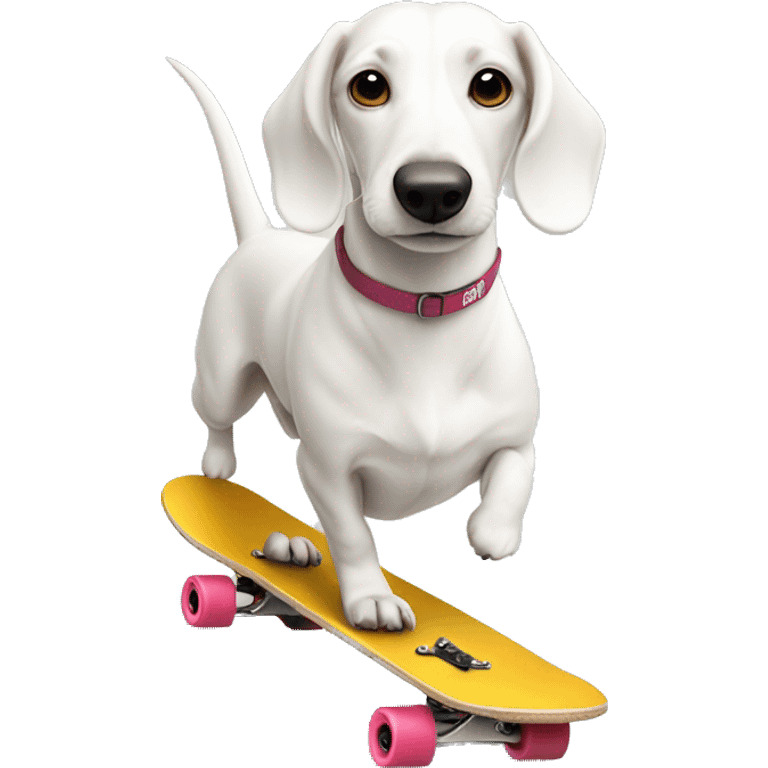 Skateboarding white sausage dog emoji