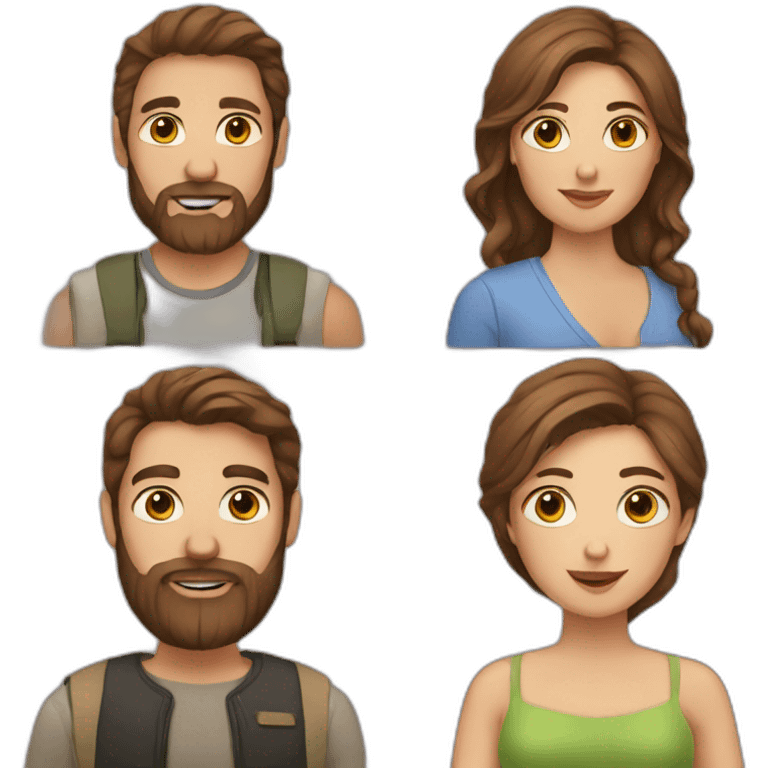 Men with beard and women with brown hair emoji