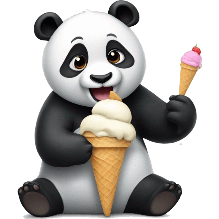 Panda eating ice cream emoji