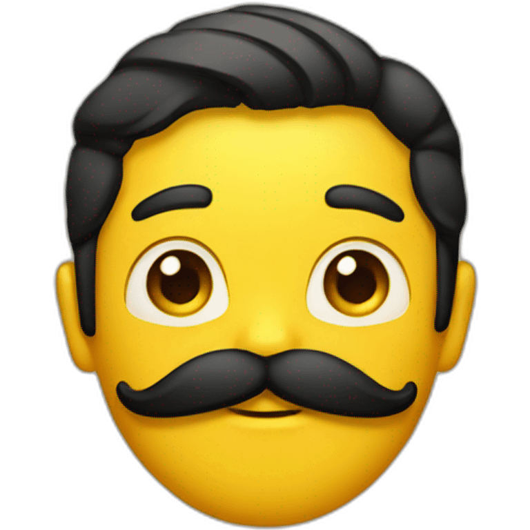 A yellow emoji with a mustache and black hair emoji