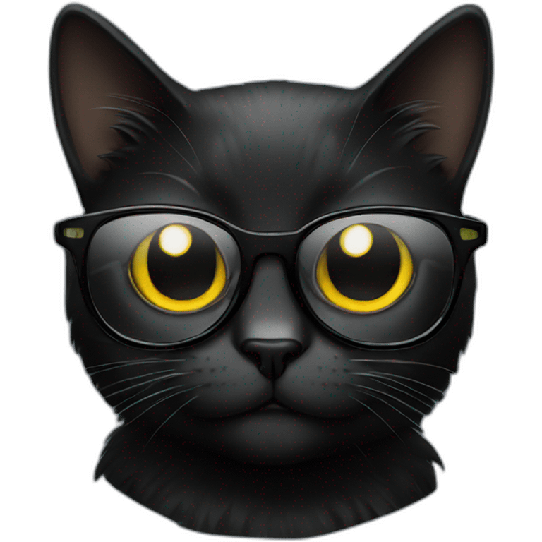 black cat in glasses  emoji