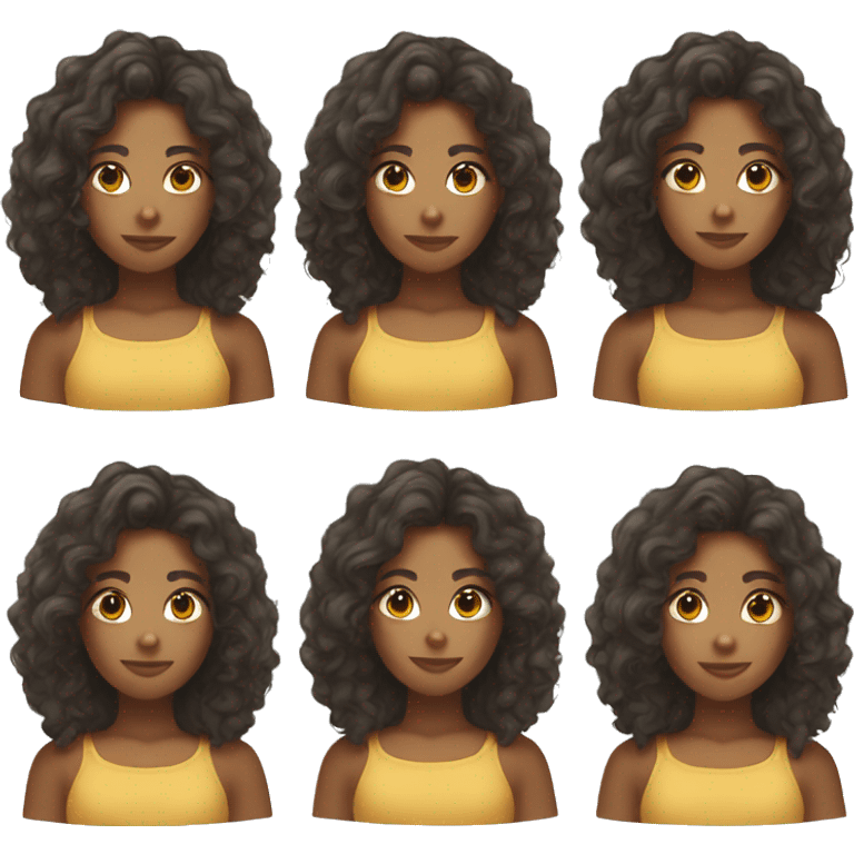 Mixed girl with long curly hair emoji