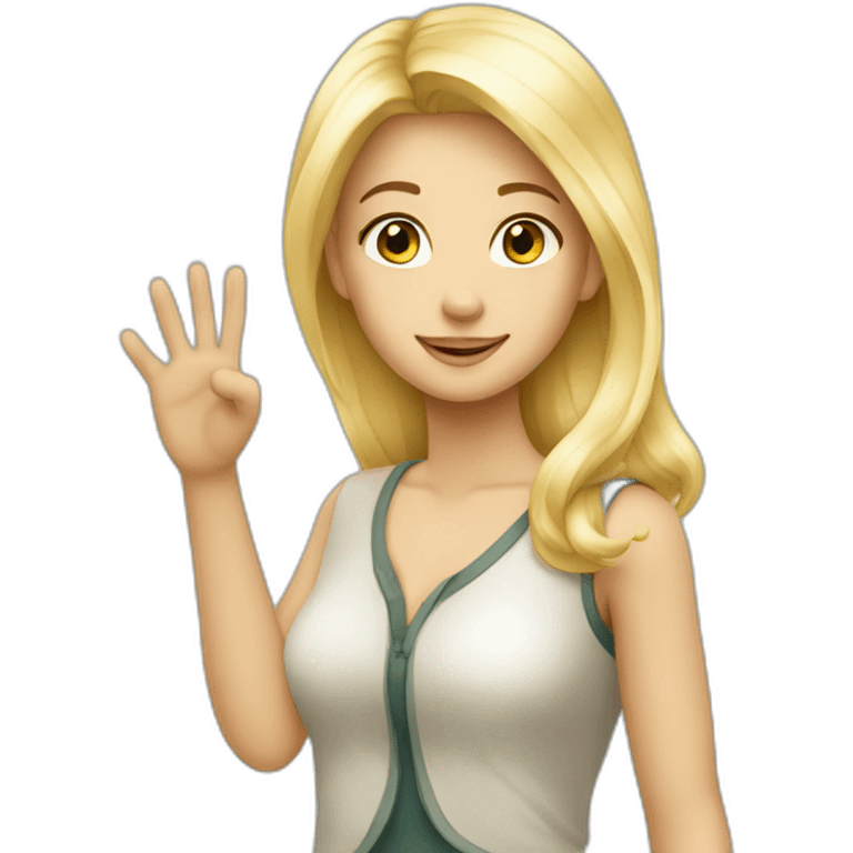 beautiful blond full body girl saying hi emoji