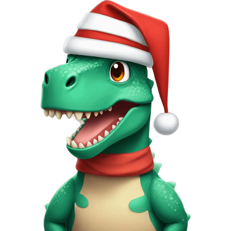 A dinosaur wearing a Santa hat  emoji