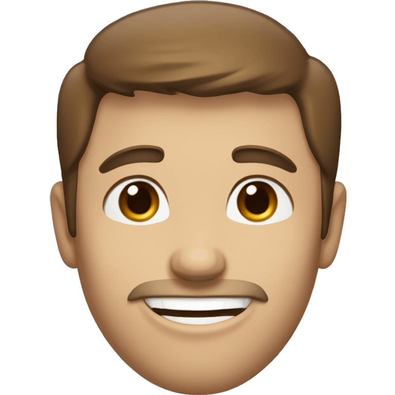 A smiling blue-eyed man with brown hair lightly unshaven emoji