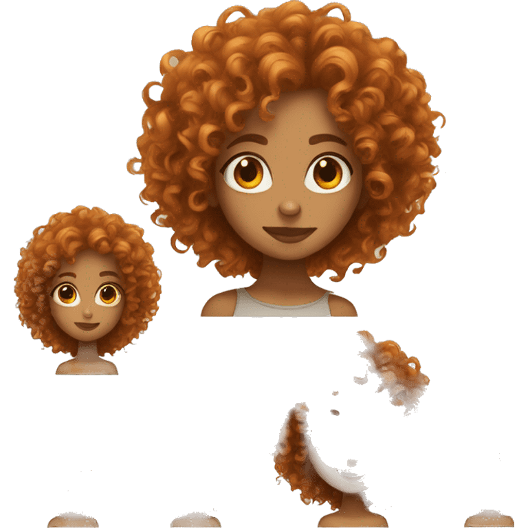 Curly curly hair that is orange and a tan girl emoji