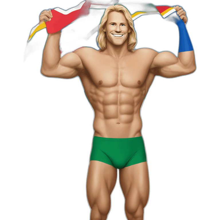 Faf de klerk in a speedo print of the South African flag emoji