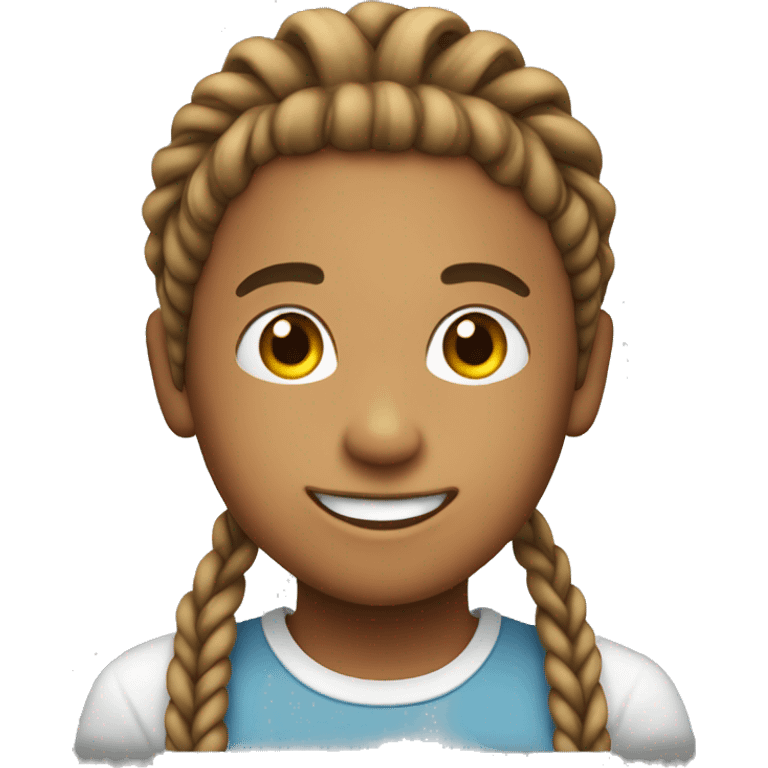 smiling boy with cup and braids emoji