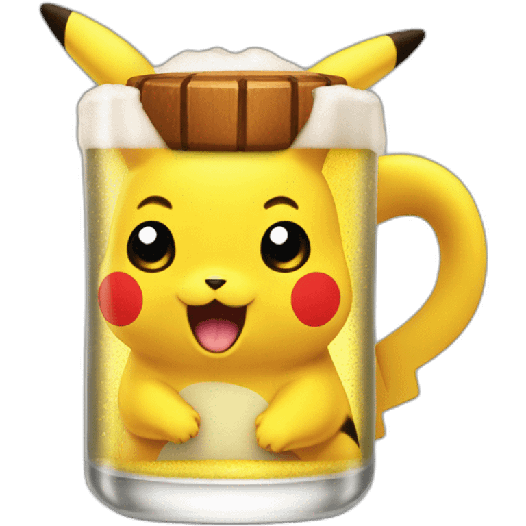 tête de picachu boit une bière emoji