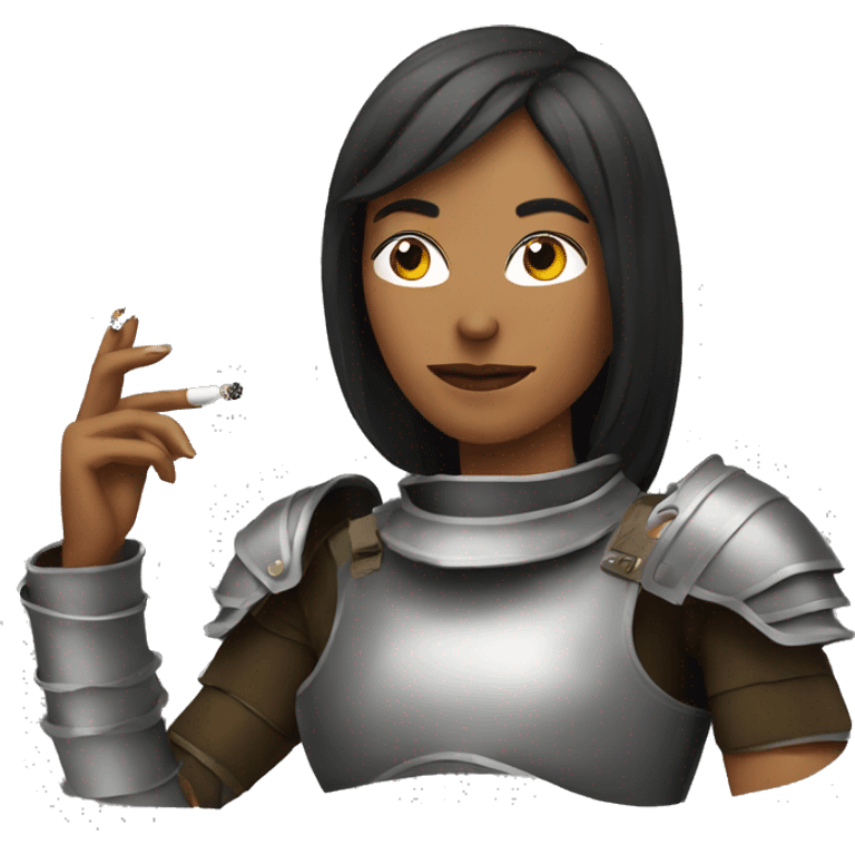 woman wearing armor smoking a cigarette emoji