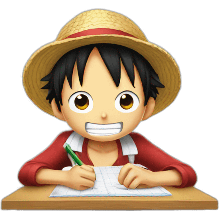 luffy one piece doing mathematic homework emoji