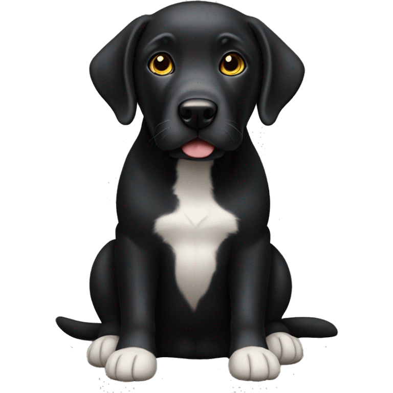 A black lab dog with white spots on chest and feet emoji