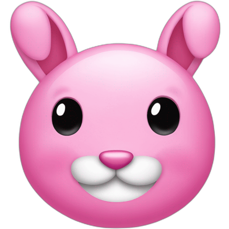 pink bunny with an oval head and white moustache, a round pink nose and a huge smile that takes up half his face emoji