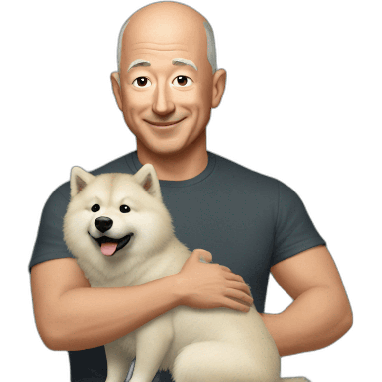 Jeff Bezos petting a eurasier emoji