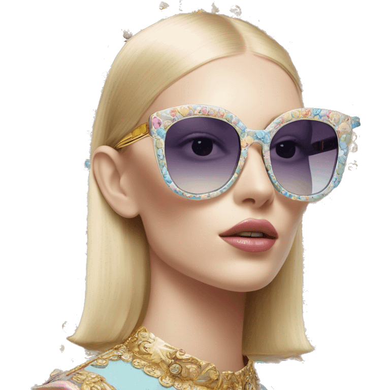 Dolce and Gabbana sunglasses with colourful pastel ornament and golden detais  emoji