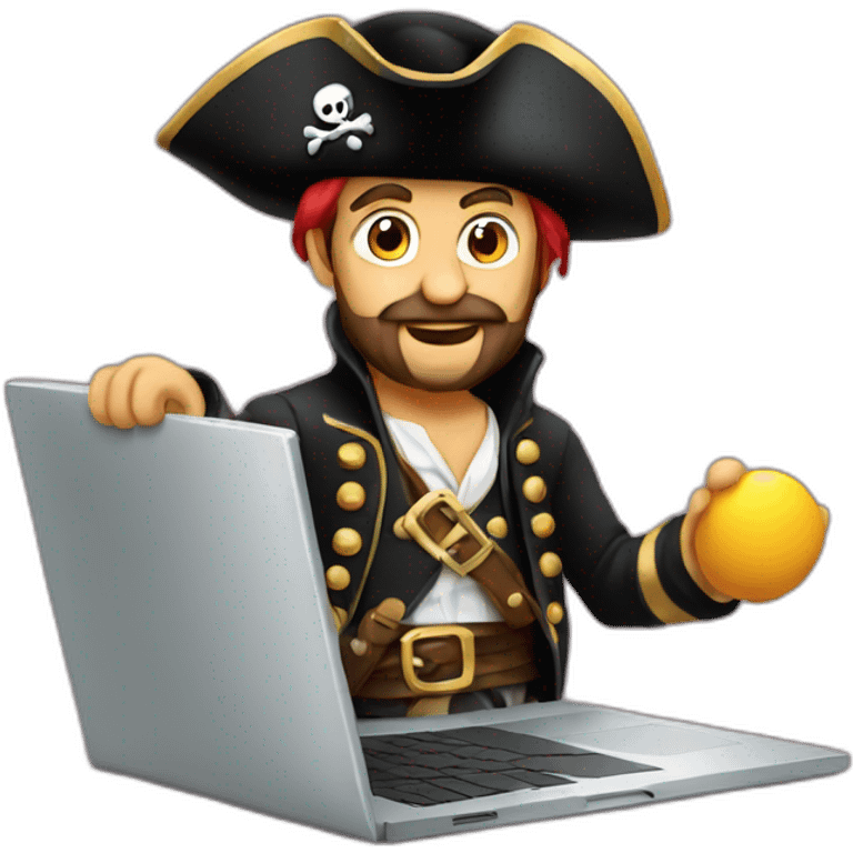 pirate progamming on laptop emoji