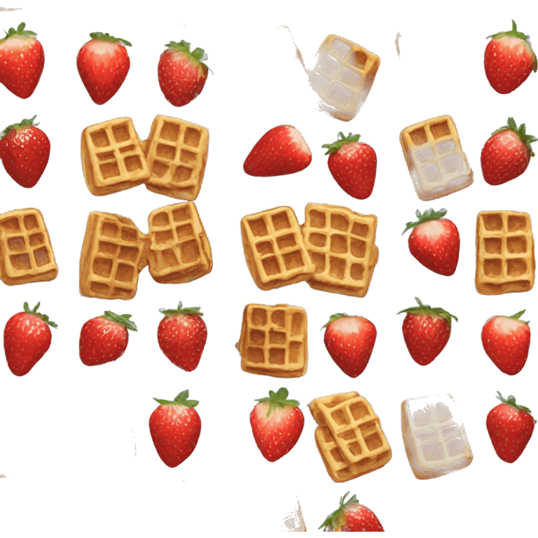 Waffles emoji with strawberries nothing else  emoji