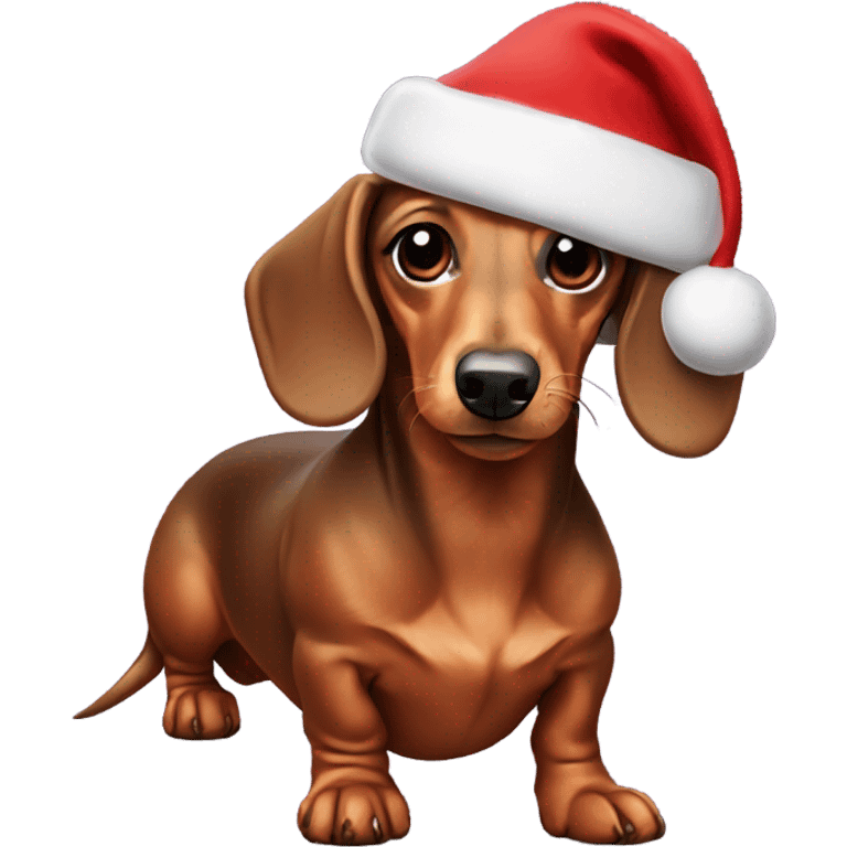 Dachshund with a Santa hat emoji