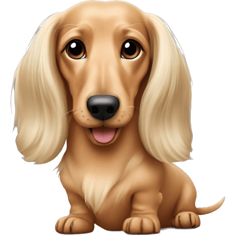 cream long haired dachshund emoji