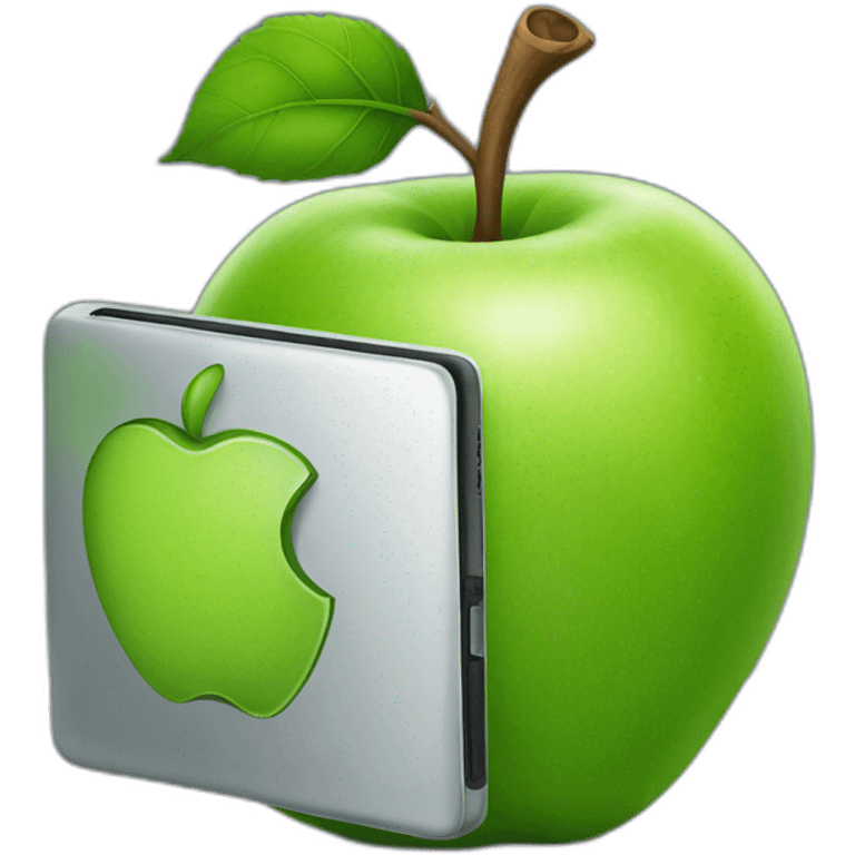 green apple holding laptop emoji