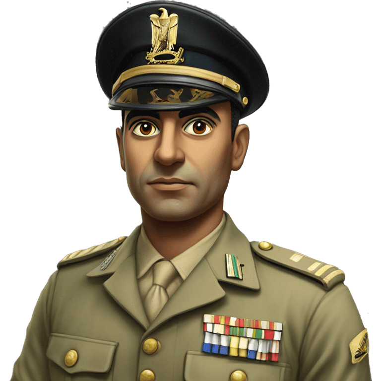 egyptian officer millitary 1970 photorealistic serious emoji