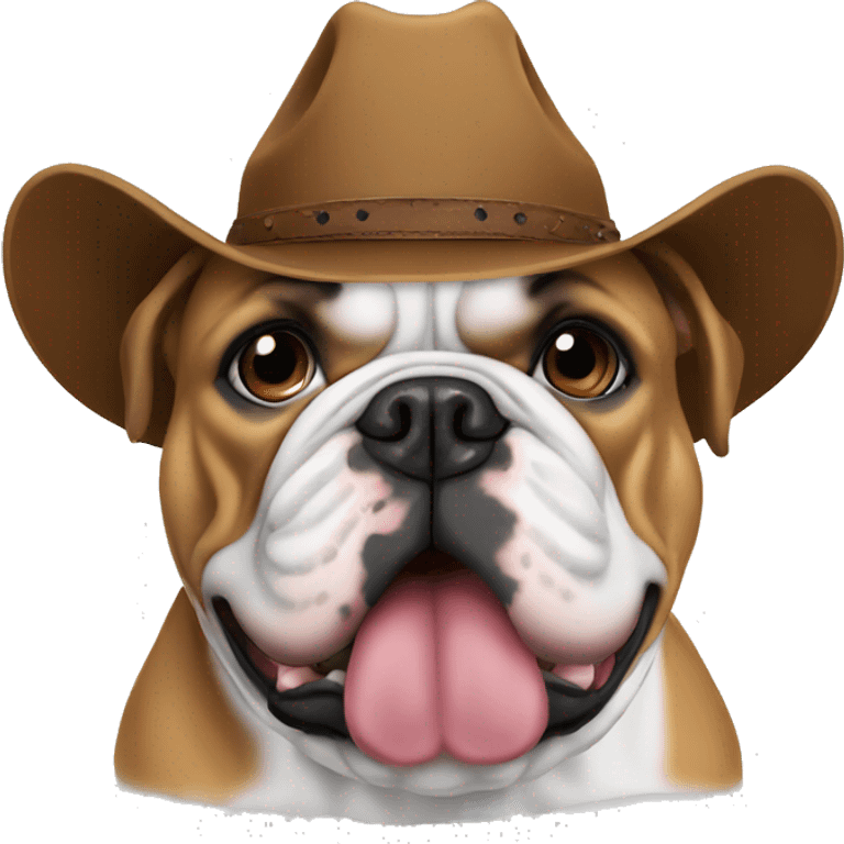 English bulldog wearing a cowboy hat emoji