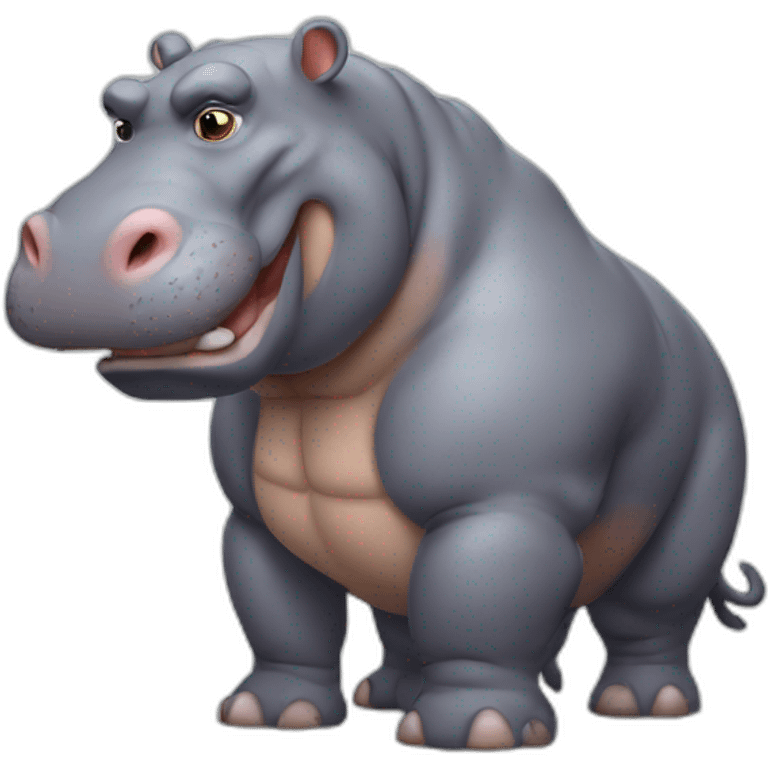 very strong and muscular hippo emoji