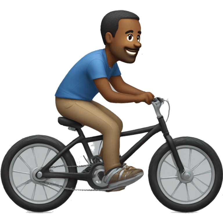 Grown man on kid's bike  emoji